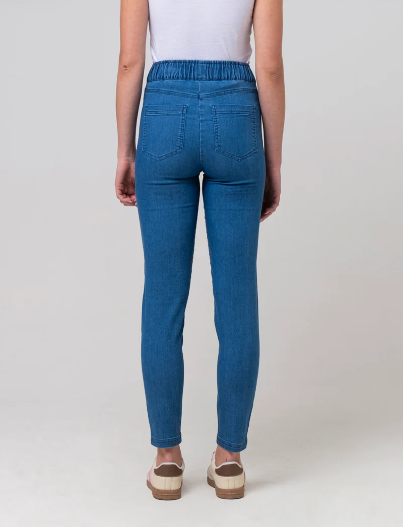 Pantalone con elastico in vita da donna - Denim