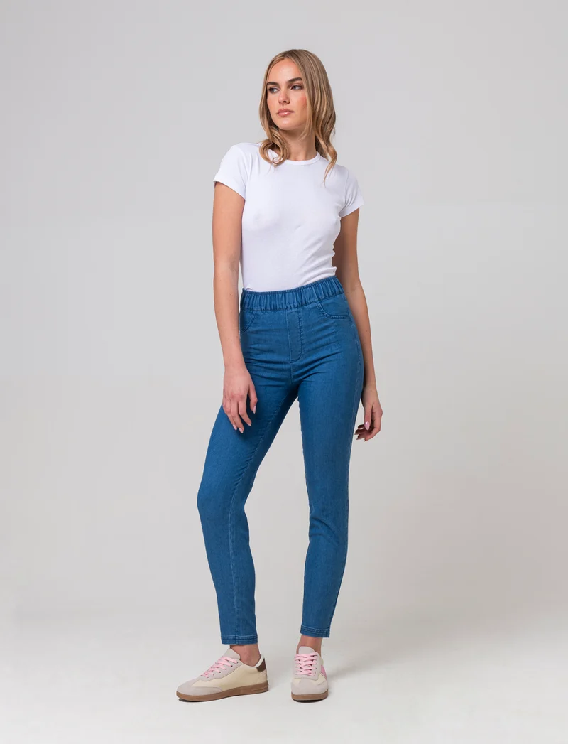 Pantalone con elastico in vita da donna - Denim