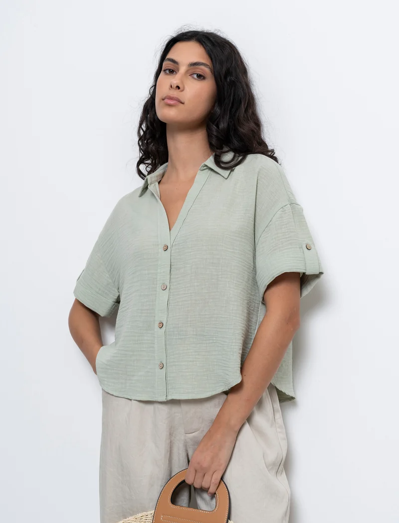 Camicia manica corta da donna - Verdino