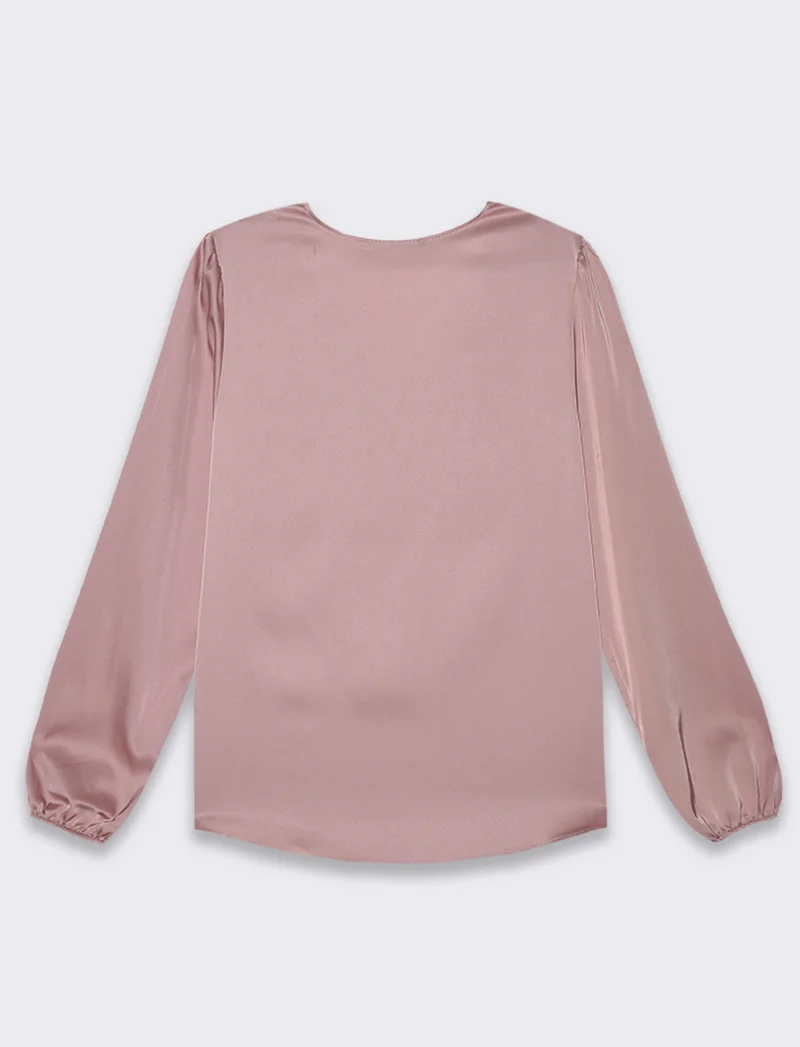 Casacca scollo V con inserti strass - Cipria
