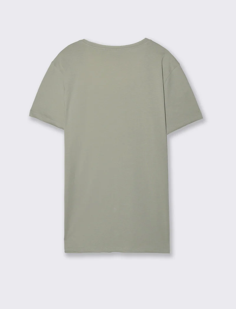 T-shirt scollo ampio regular fit da uomo - Verde