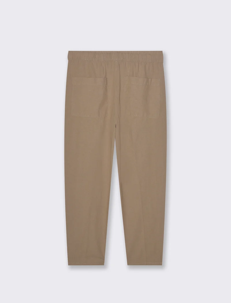 Pantaloni jogger in tessuto misto lino da uomo - Grigio tortora