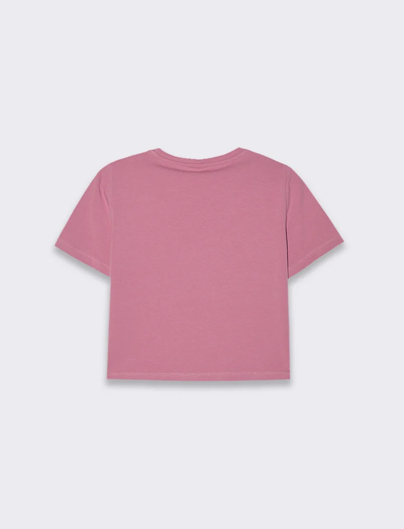 T-shirt basica crop da donna - Rosa polvere