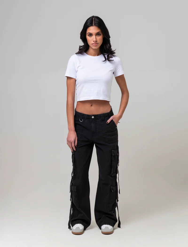 T-shirt basica crop da donna - Bianco
