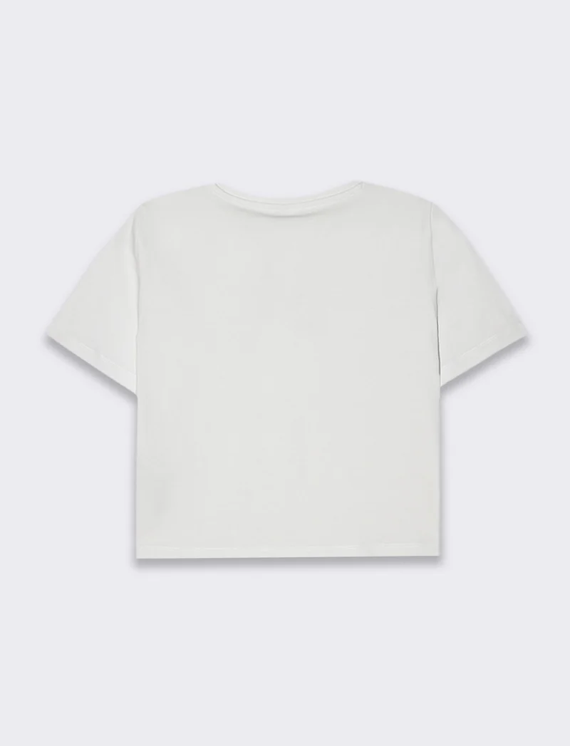 T-shirt basica crop da donna - Bianco
