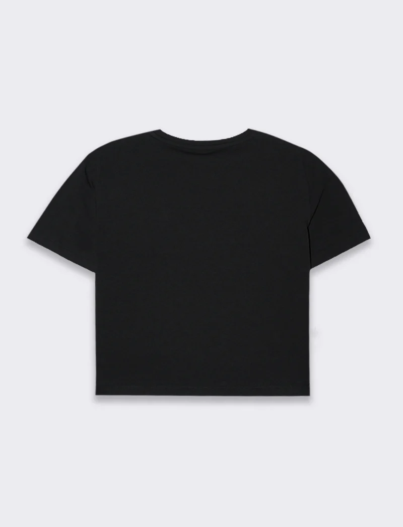 T-shirt basica crop da donna - Nero