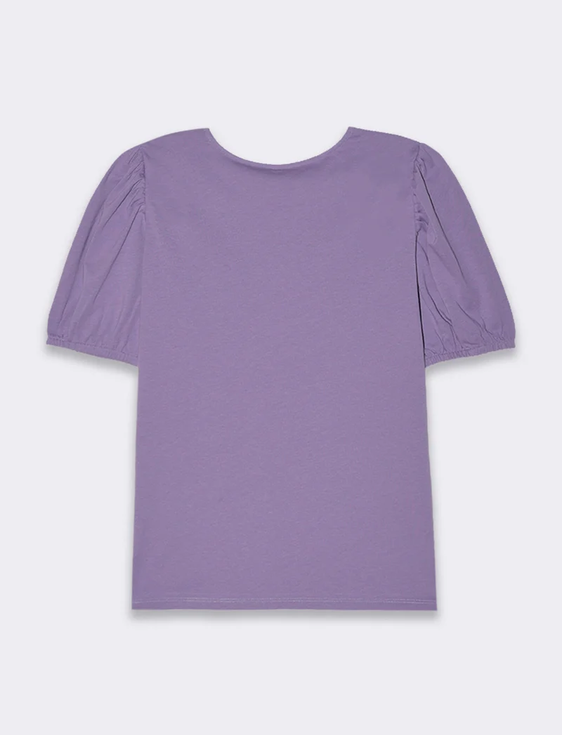 T-shirt con manica a sbuffo da donna - Lilla pervinca