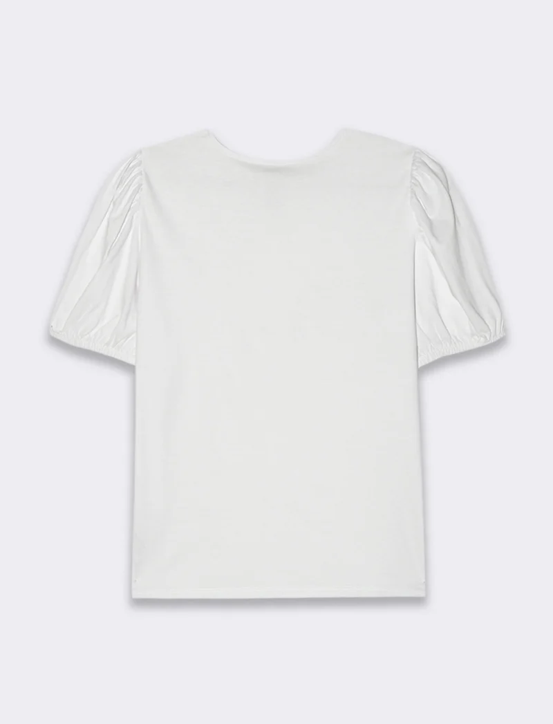 T-shirt con manica a sbuffo da donna - Bianco