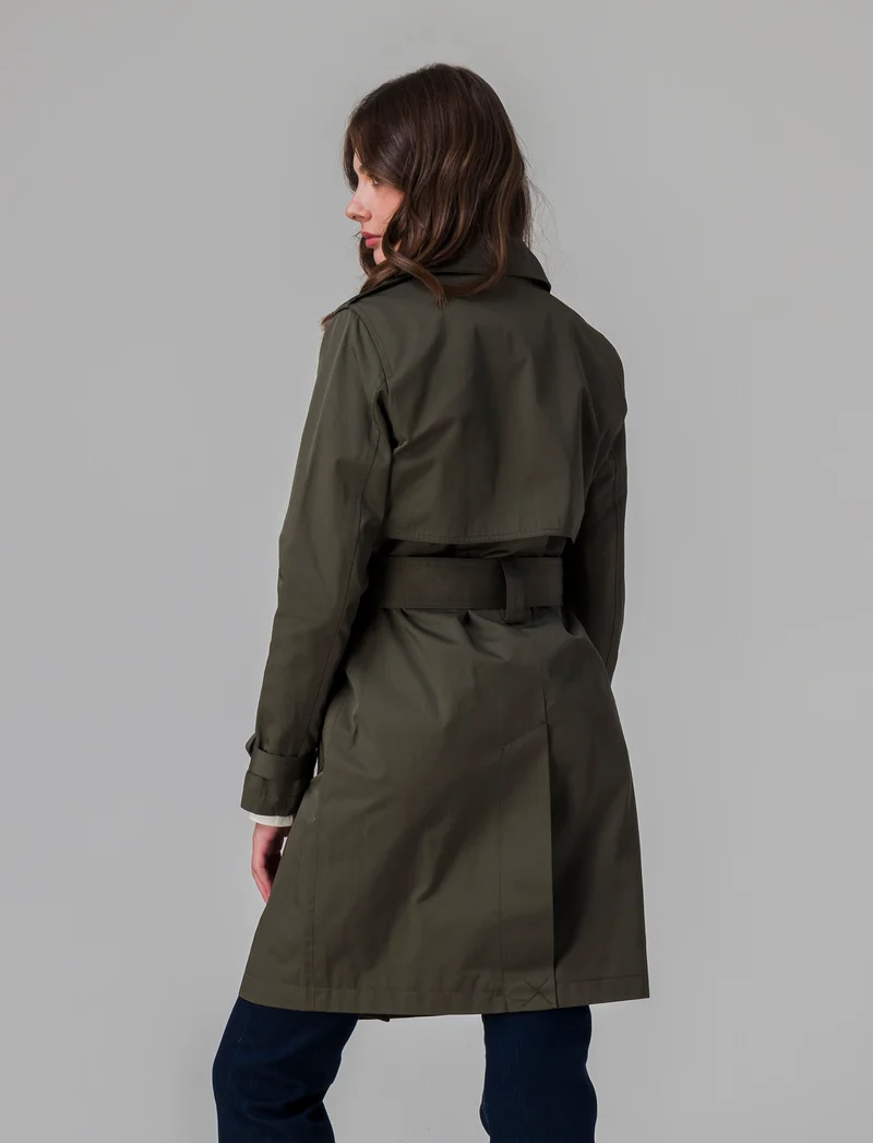 Trench con cintura da donna - Verde militare