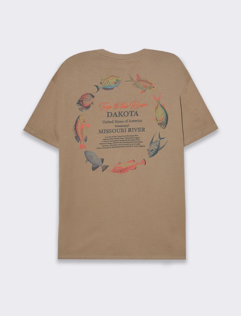 T-shirt loose fit in cotone con stampe da uomo - Grigio tortora