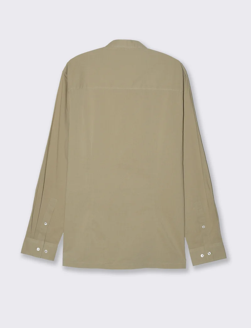 Camicia coreana in voile da uomo - Verde salvia