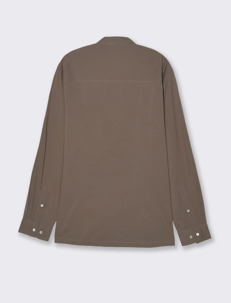 Camicia coreana in voile da uomo - Grigio fango