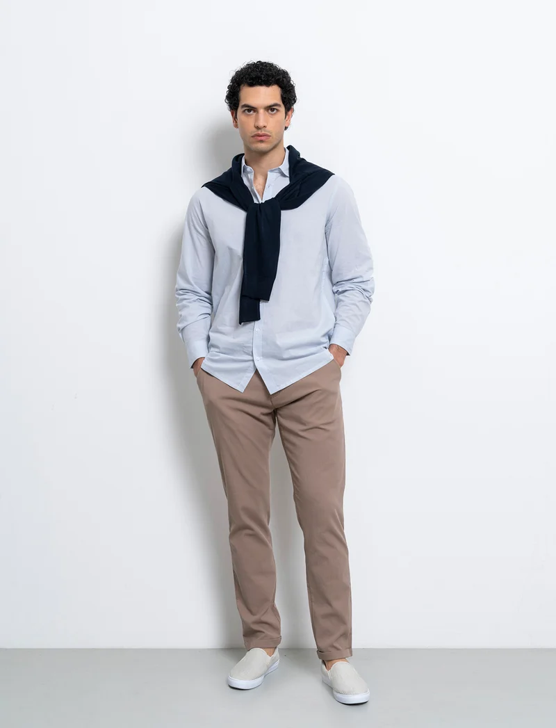 Camicia in voile da uomo - Celeste polvere