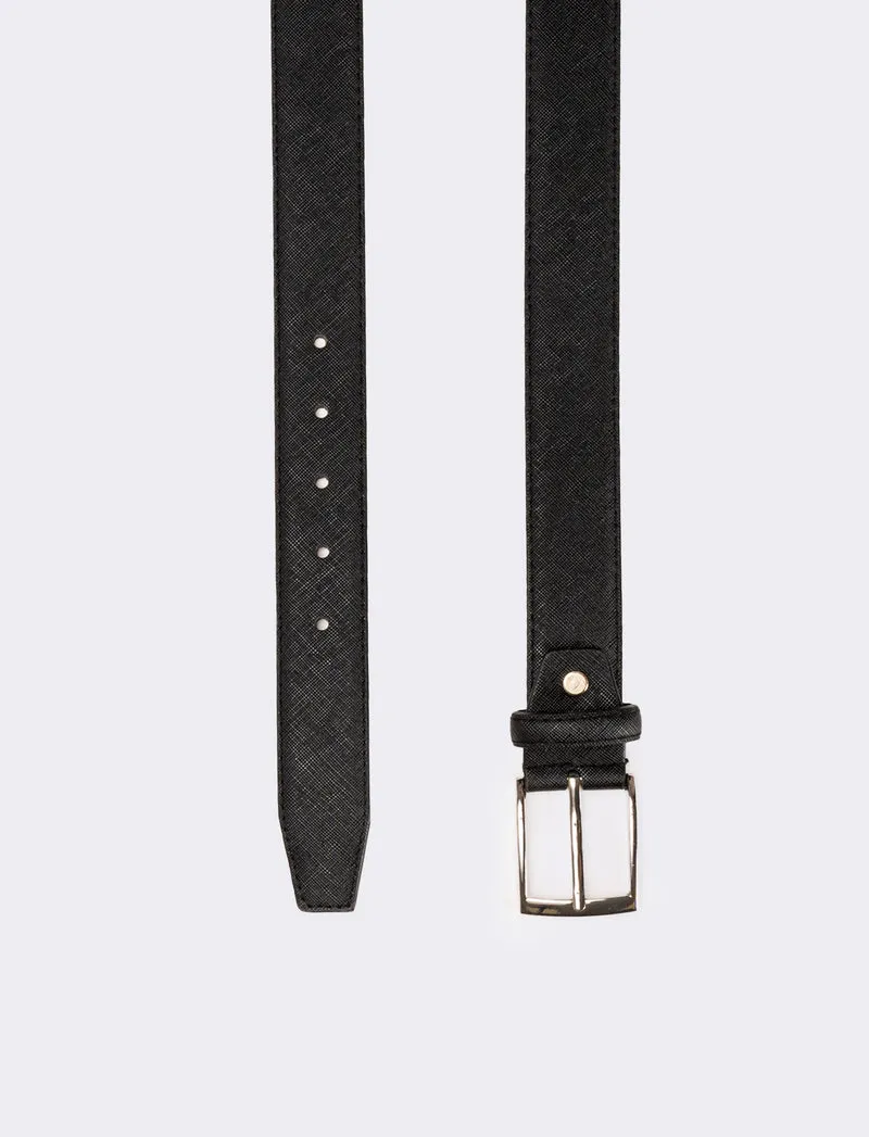 Cintura uomo in saffiano opaco - Nero