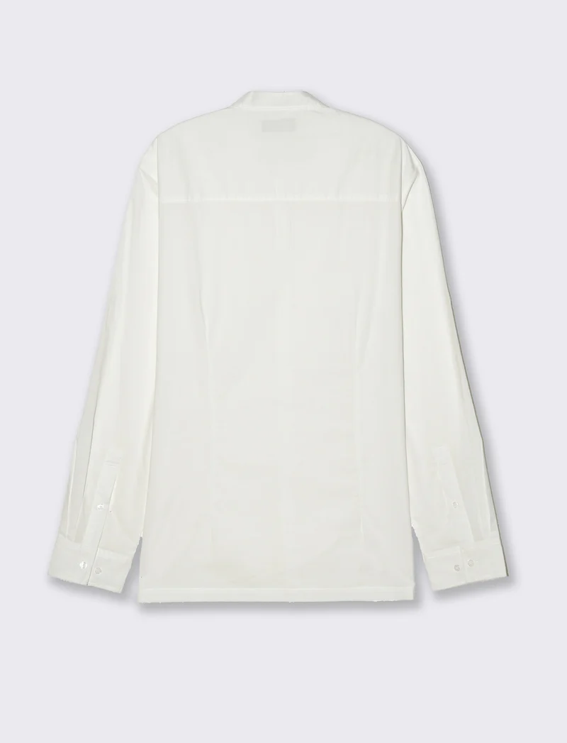 Camicia coreana in voile da uomo - Bianco