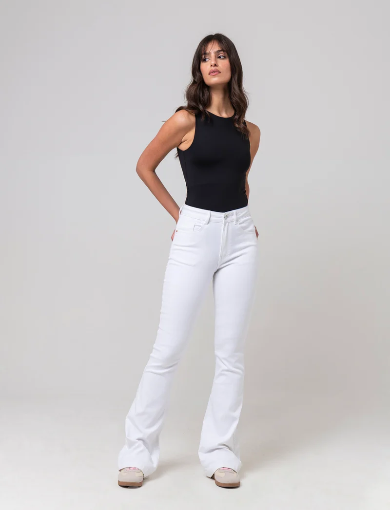 Denim bootcut regular waist da donna - Bianco