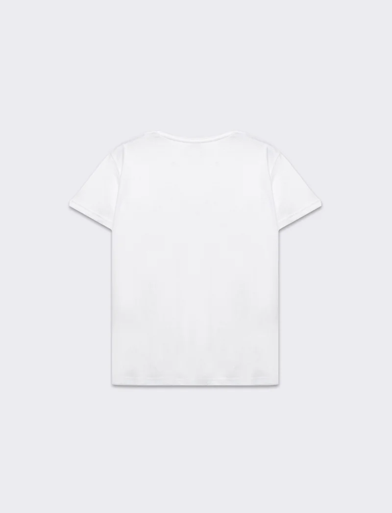 T-shirt scollo a v da donna - Bianco