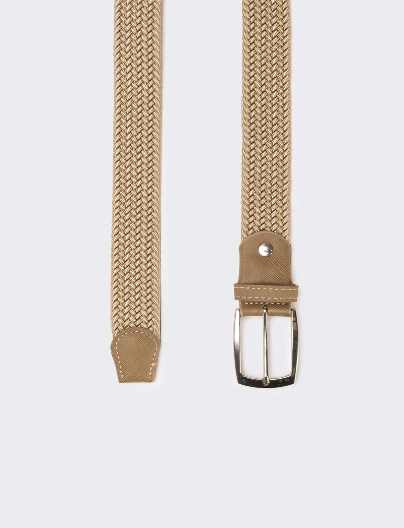 Cintura uomo treccina bicolor - Beige