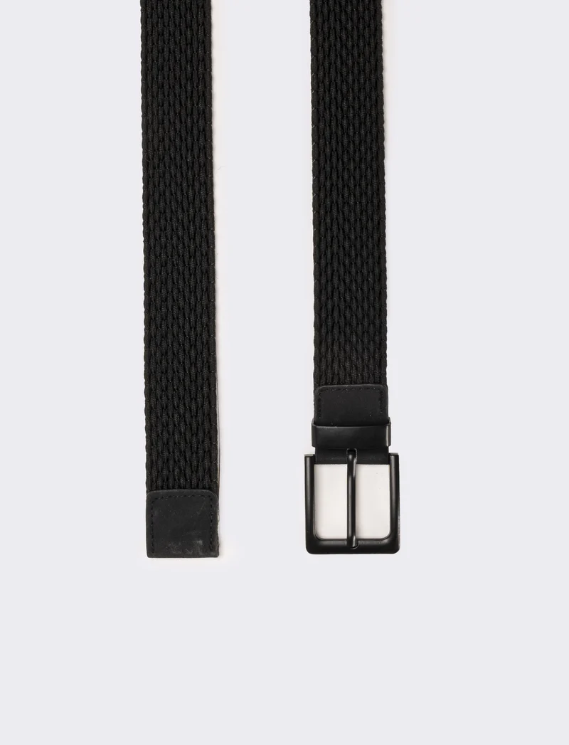 Cintura uomo elastica intrecciata - Nero