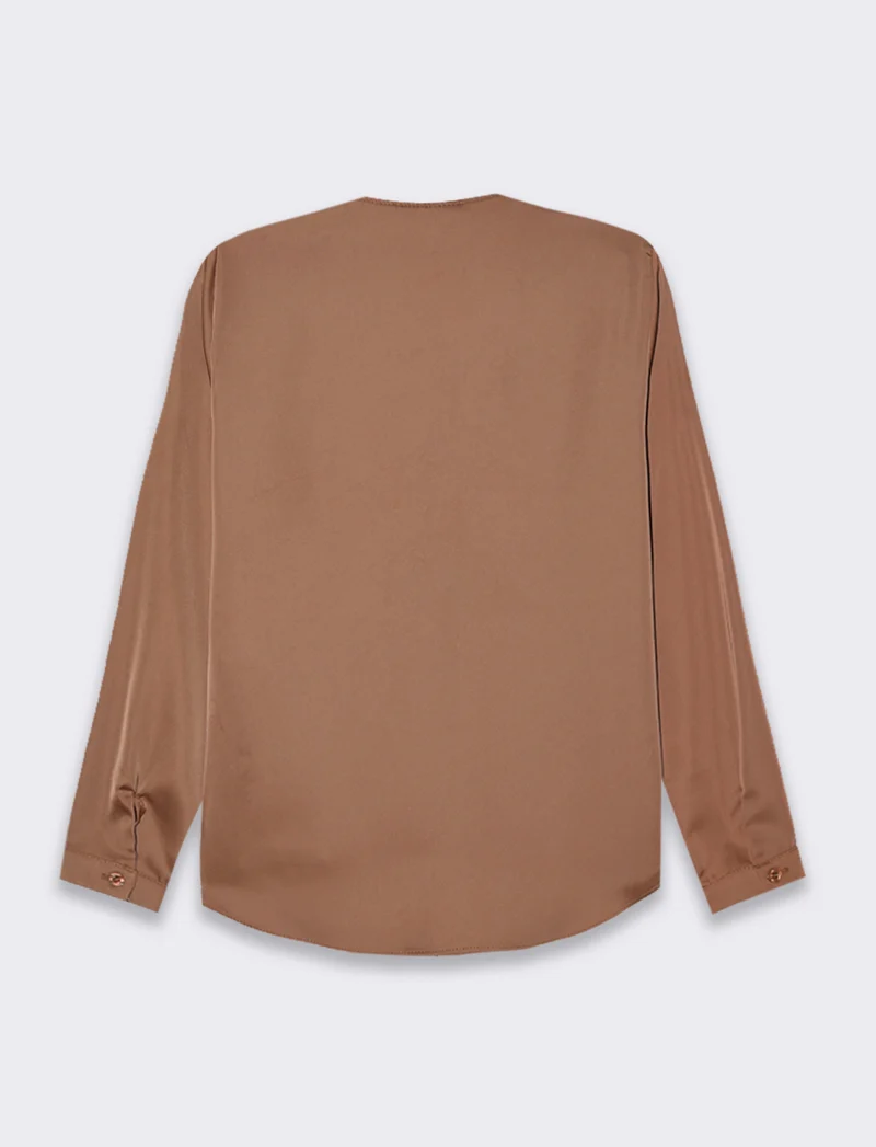 Casacca con rouches - Marrone tabacco