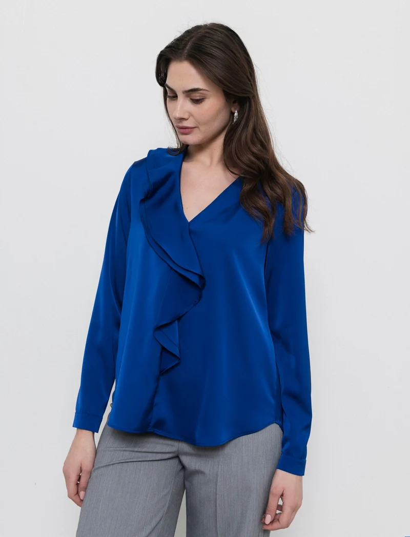 Casacca con rouches - Blu