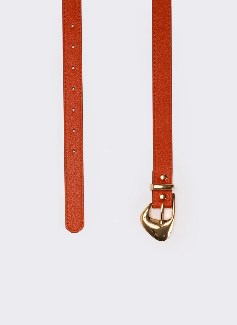 Cintura donna con fibbia con punta - Arancio