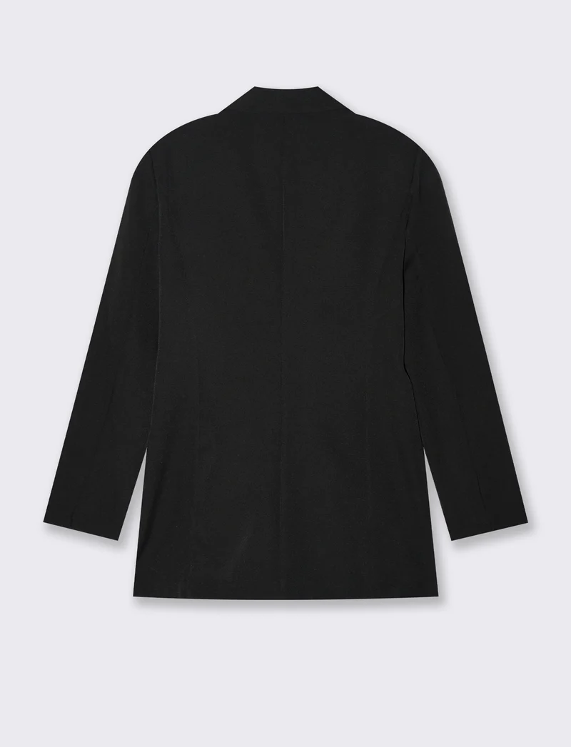 Blazer donna con collo revers e tasche - Nero