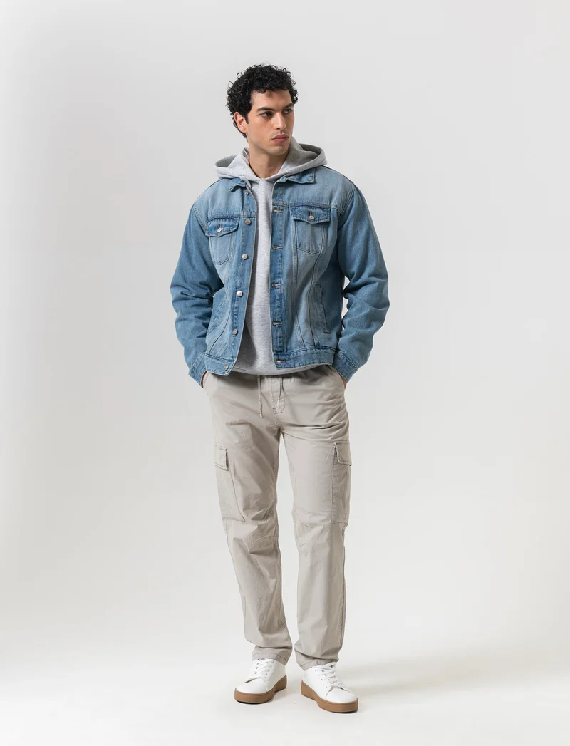 Pantaloni cargo straight fit da uomo - Verde salvia