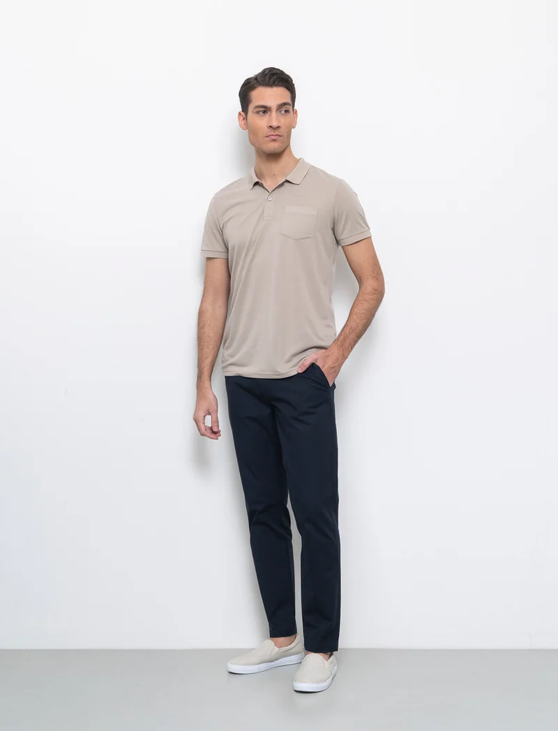 Pantaloni chino slim fit tessuto operato da uomo - Blu