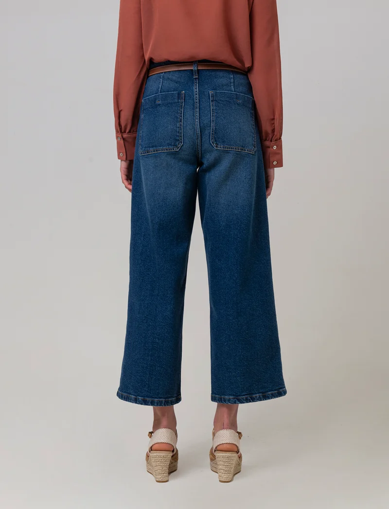 Jeans con cintura da donna - Denim