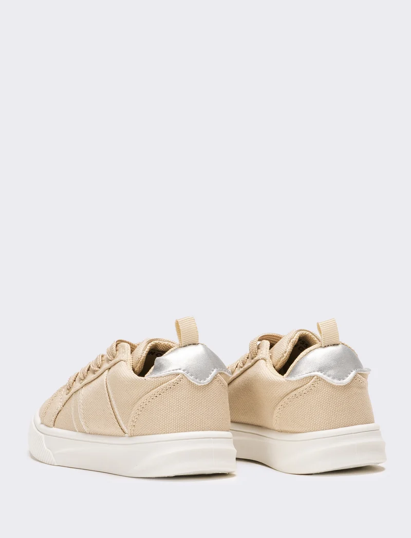 Sneakers da bambina in canvas - Beige