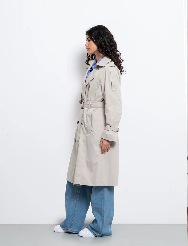 Trench doppio petto da donna - Sabbia