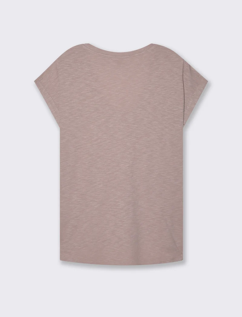 T-shirt con risvolto sulle maniche da donna - Rosa antico
