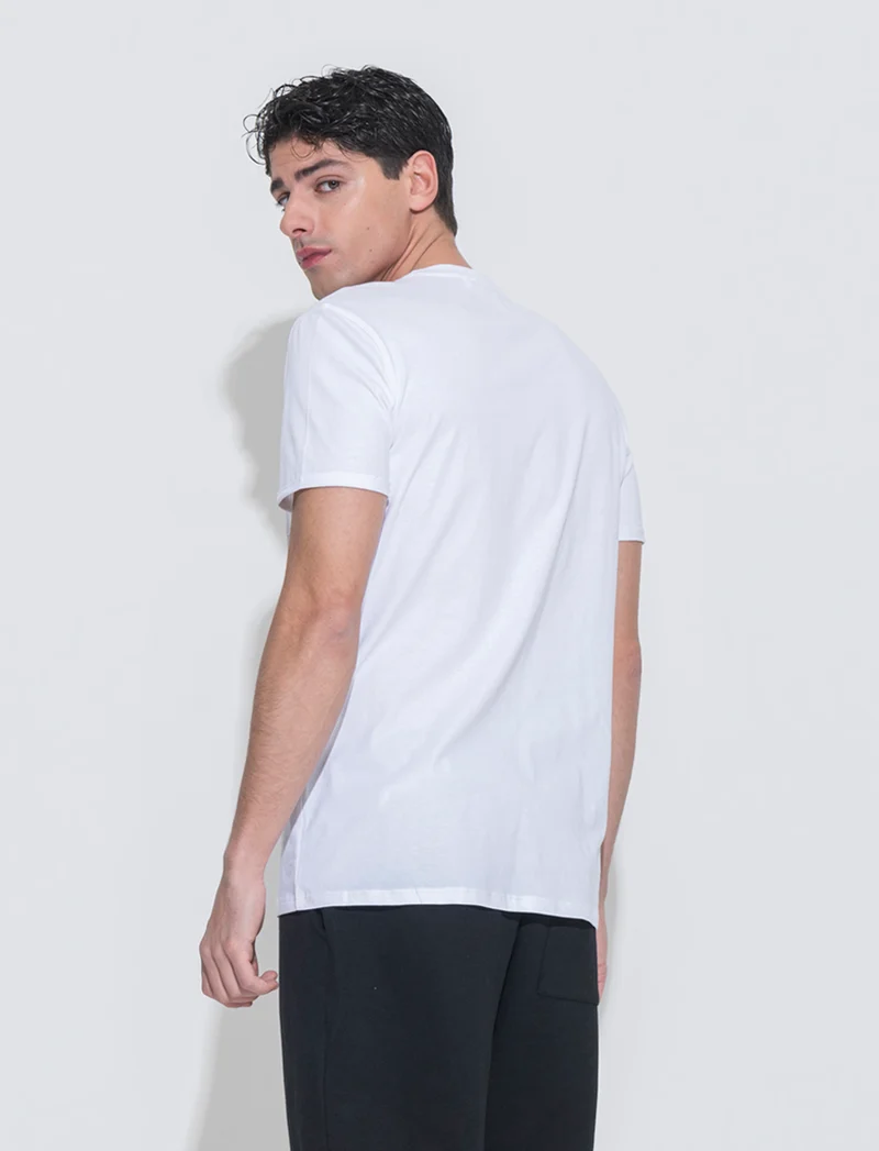 T-shirt basic con tasca da uomo - Bianco