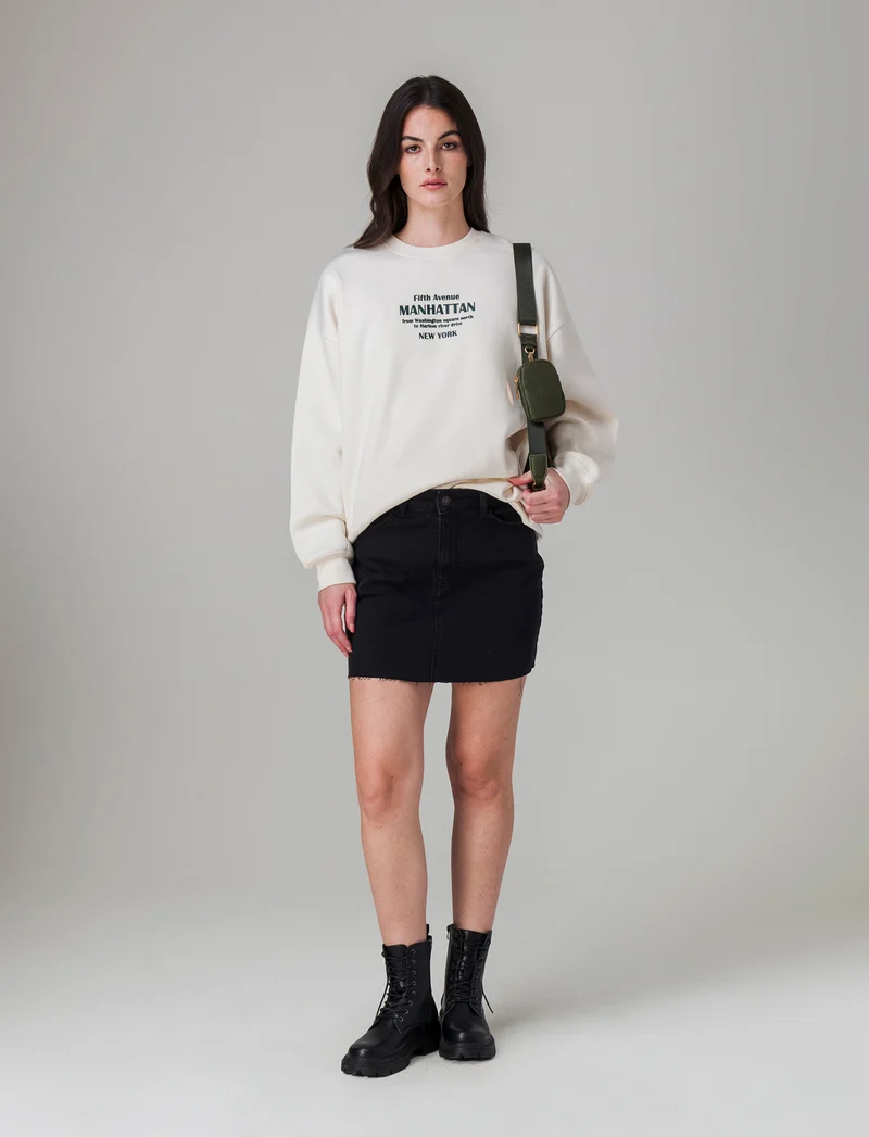 Gonna corta in denim da donna - Nero