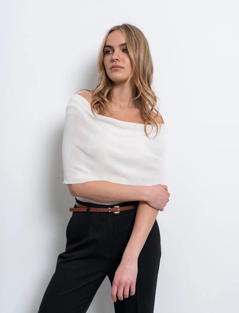Maglia off shoulder da donna - Avorio