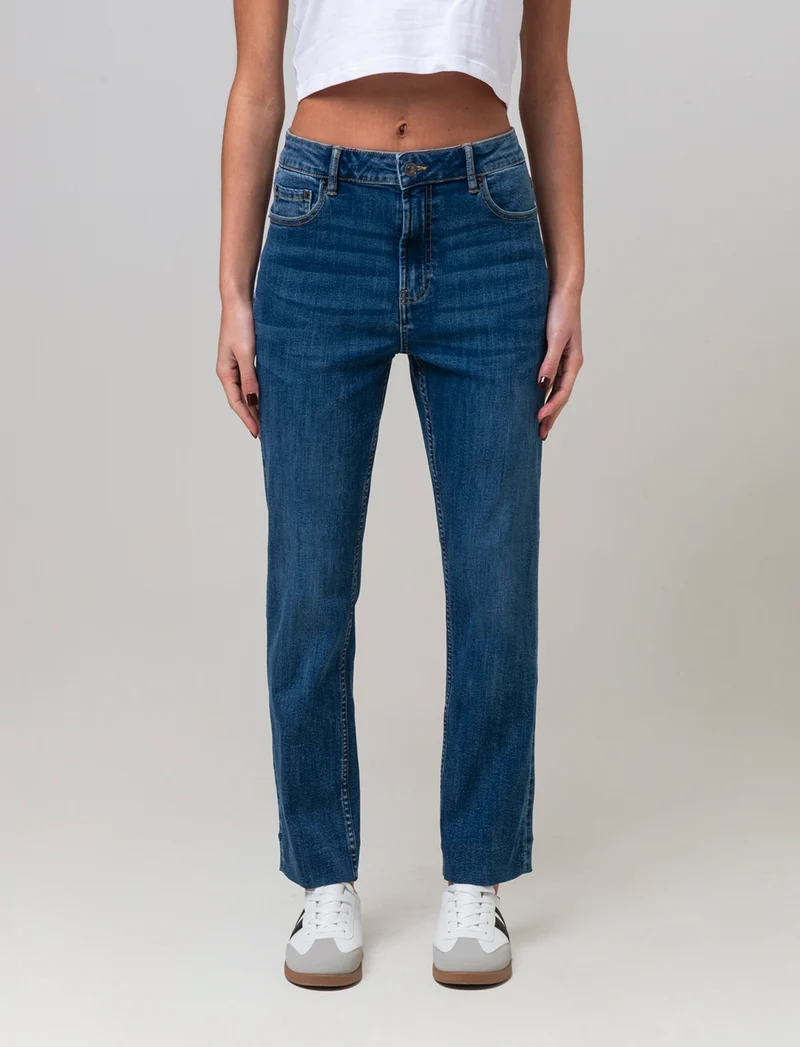 Jeans a gamba larga alla caviglia da donna - Denim