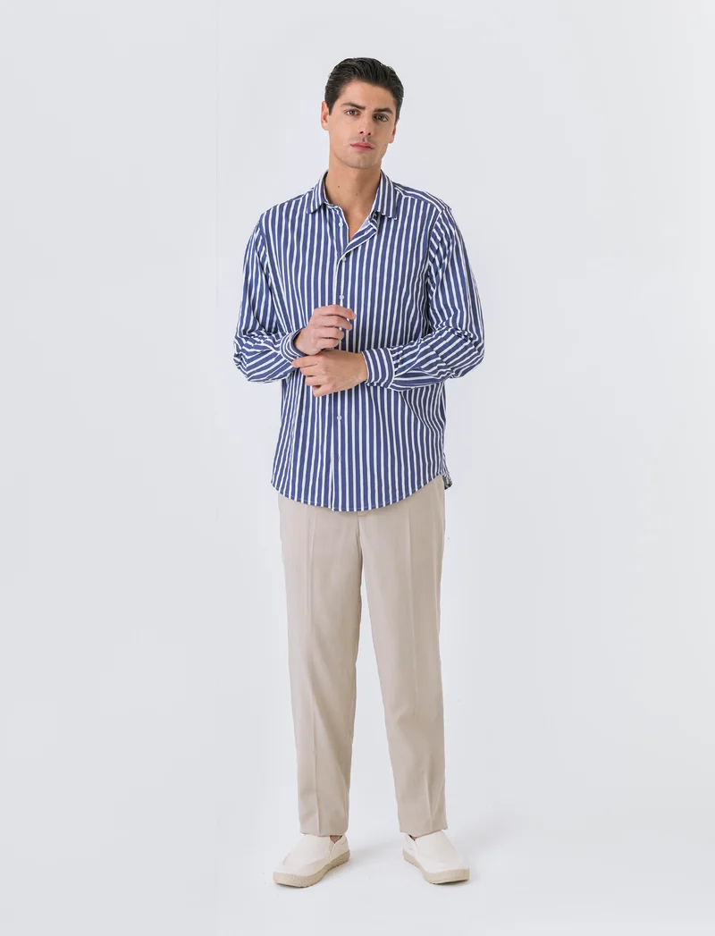 Camicia a righe soft touch regular fit da uomo - Blu