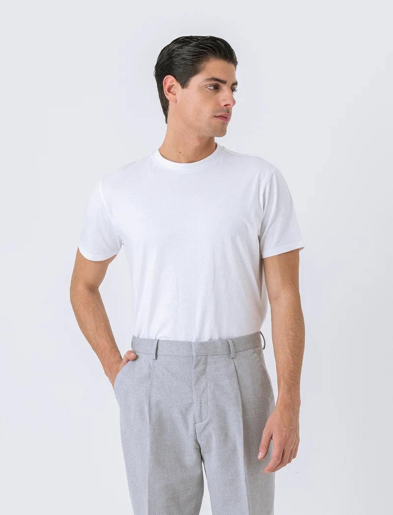 T-shirt basic in cotone premium regular fit da uomo - Bianco