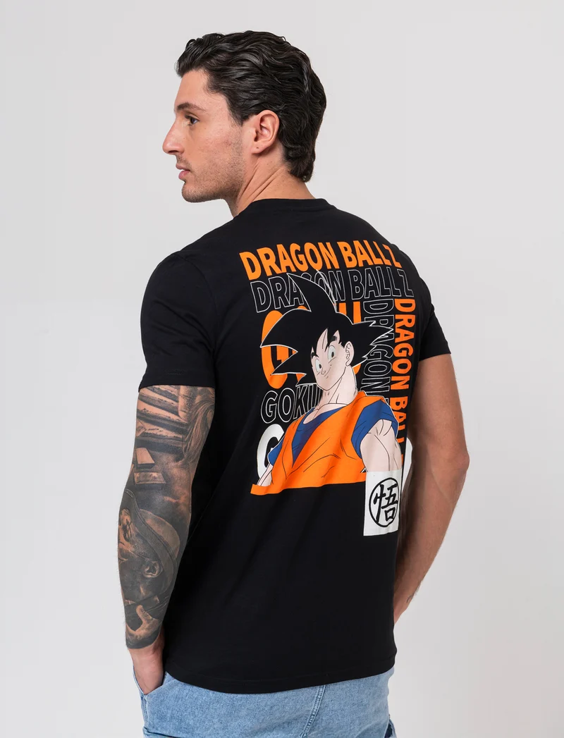 T-shirt stampa dragon ball da uomo - Nero