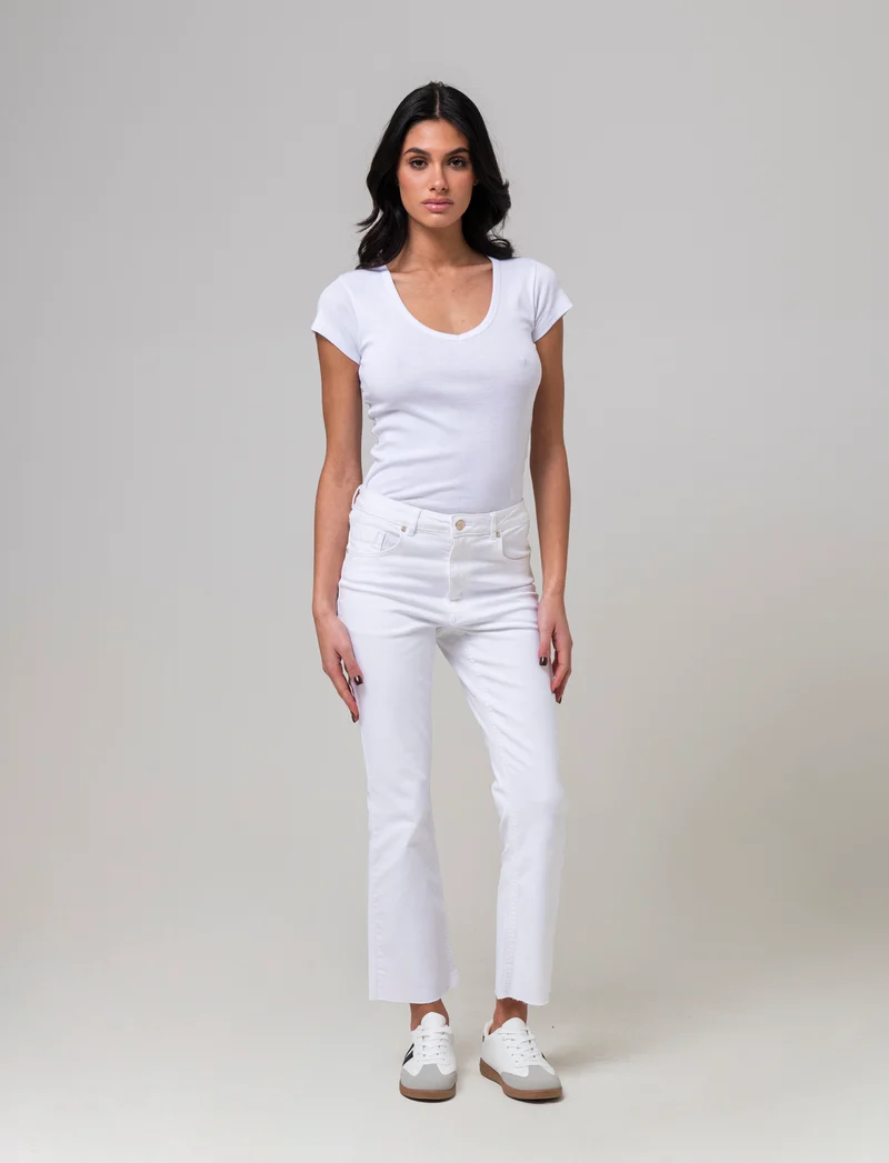 Jeans basico alla caviglia da donna - Bianco