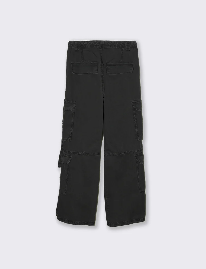 Pantaloni cargo con lacci da donna - Nero