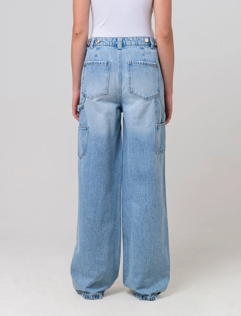 Jeans carpenter con vita regolabile da donna - Denim