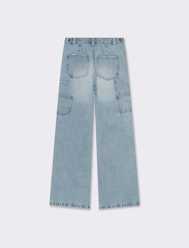 Jeans carpenter con vita regolabile da donna - Denim