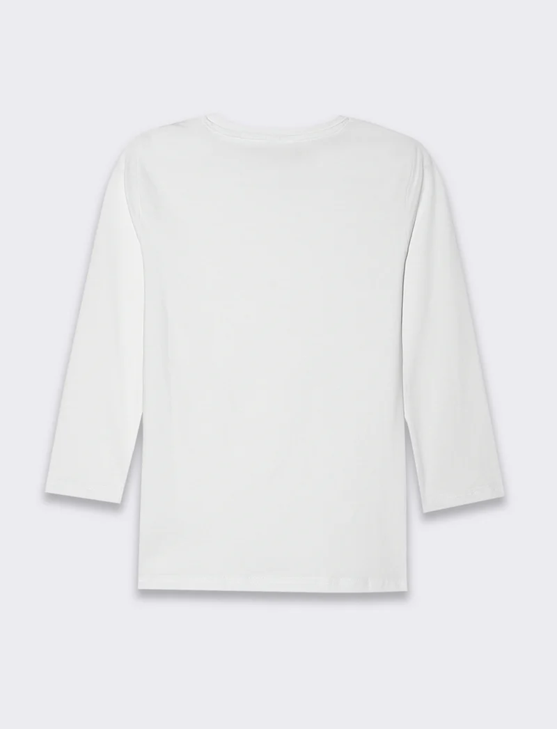 T-shirt basica manica lunga da donna - Bianco