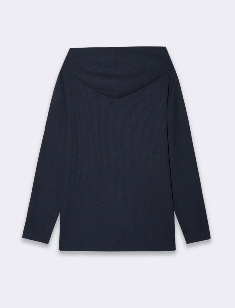 Maglia con cappuccio e marsupio struttura waffel da uomo - Blu