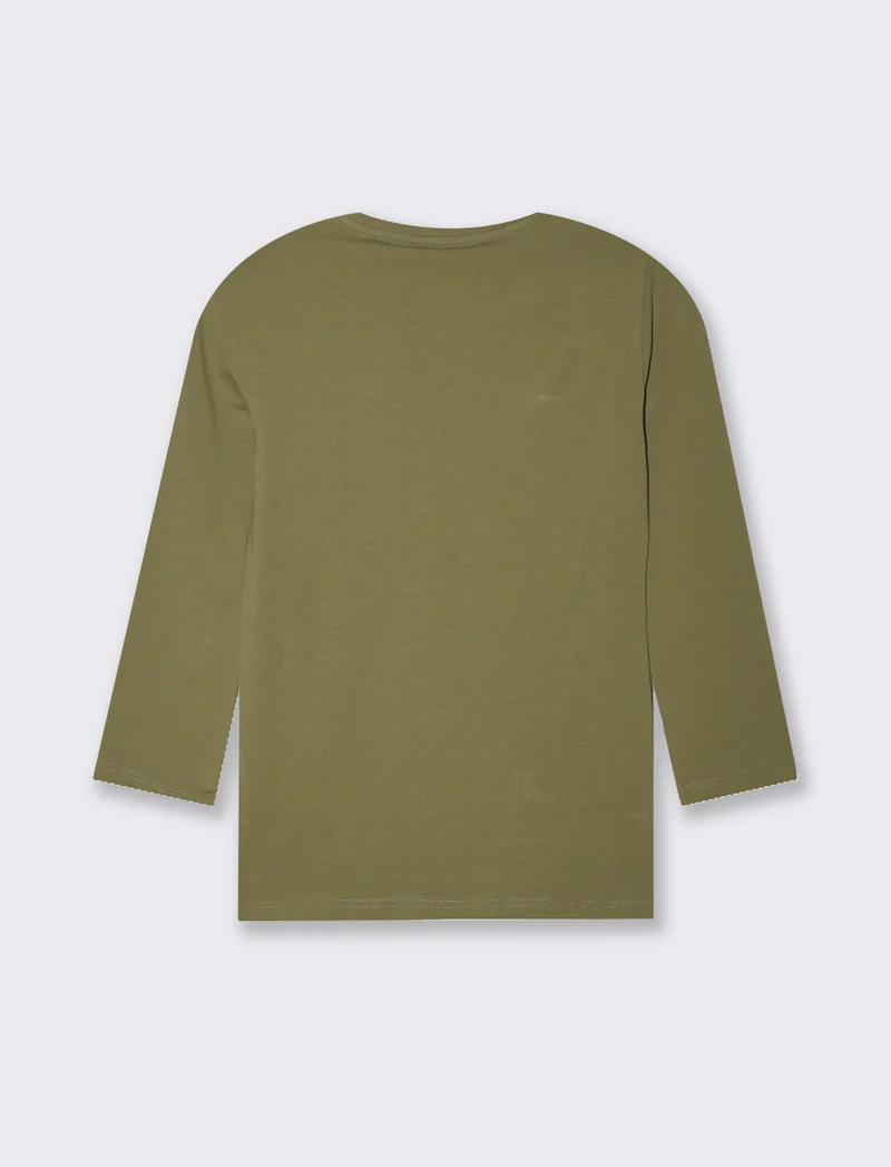 T-shirt basica manica lunga da donna - Kaky 1