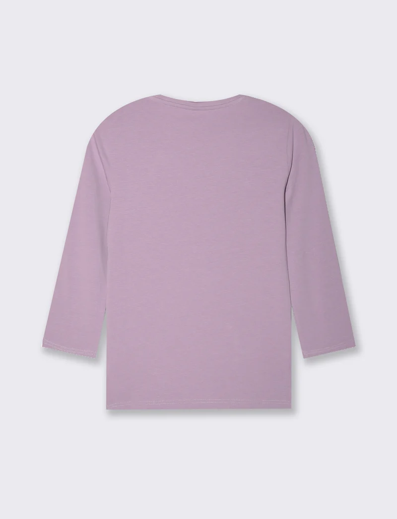 T-shirt basica manica lunga da donna - Lilla