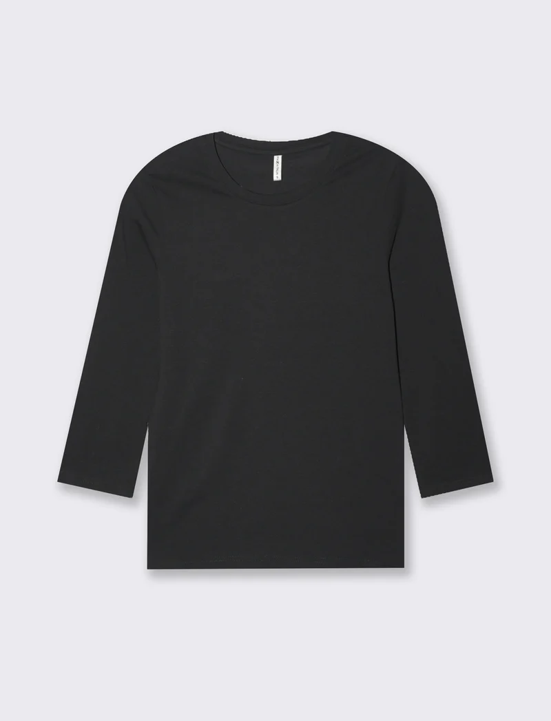 T-shirt basica manica lunga da donna - Nero