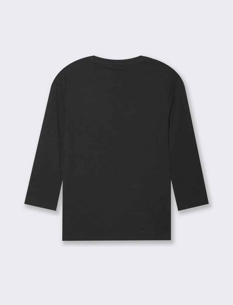 T-shirt basica manica lunga da donna - Nero